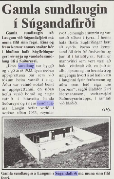 Blaðagrein um gömlu sundlaugina í Súgandafirði